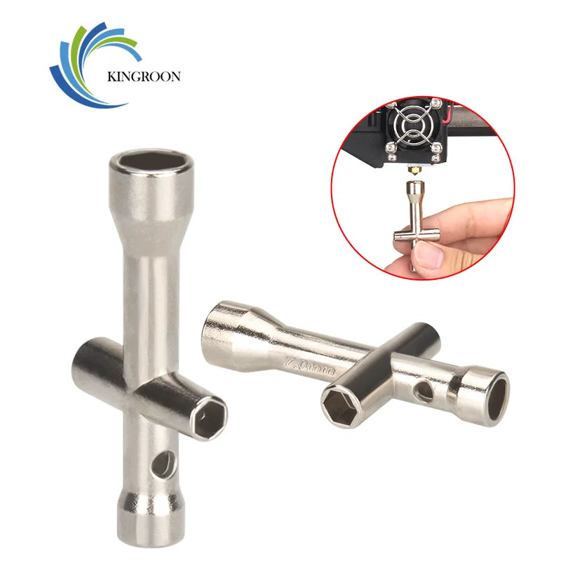 KINGROON 3D Printer Nozzle Tool 4in1 M2 M2.5 M3 M4 Screw Nut Hexagonal Cross Wrench For E3D V6 MK8 Nozzles Mini Spanner