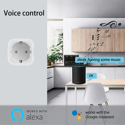 Tuya 16A,20A Smart Plug WiFi Socket EU Power Monitoring Timing Function Works with Alexa, Google Home, Alice, Smart Life Home