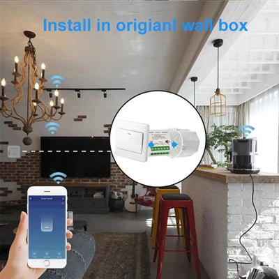 16A/20A Mini Tuya Smart Wifi Switch DIY Module 2-Way Control 433MHz Wireless Switch Smart Life APP Works With Alexa Google Home