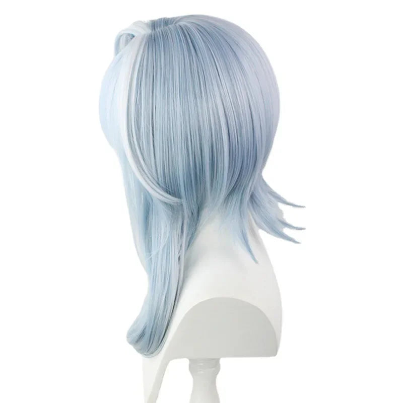 RANYU Genshin Eula Lawrence Cosplay Synthetic Wig Long Anime Game Blue White Mixed Hair Wig Heat Resistant For Party