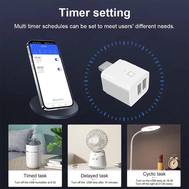 Tuya Smart WiFi Micro 1 2 3 USB Adaptor Switch 5V Mini USB Power Adaptor Smart Life Control Via Alexa Google Yandex alice