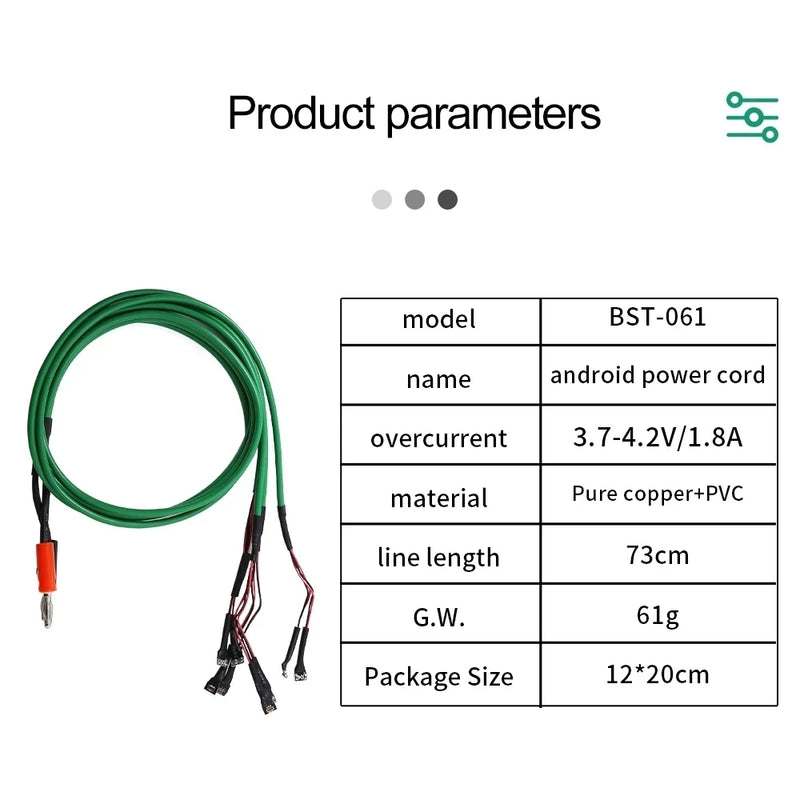 BST-061 Android Phone Power Supply Test Cable Mobile Boot Line For Samsung Huawei Oppo Xiaomi Repair Switch Power Test Cable