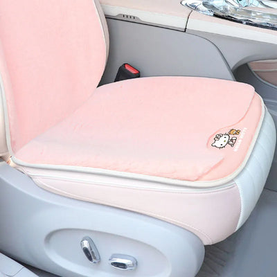 Kawaii Sanrio Hello Kittys Car Seat Cover Cartoon Animation Kt Cat Winter Warm Plush Cushion Protection Mat Car Accessories Gift