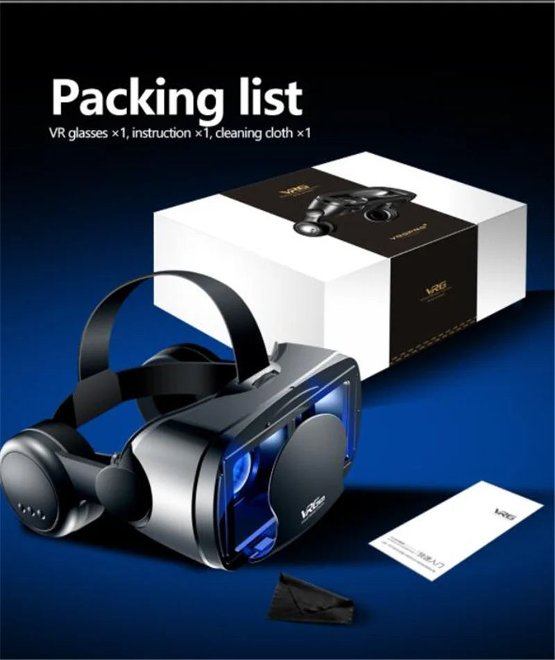 Virtual Reality VR Glasses IMAX Huge Screen Movie 3D Glasses Google Cardboard Box VR Helmet for 5-7" Phone,Support Game Joystick