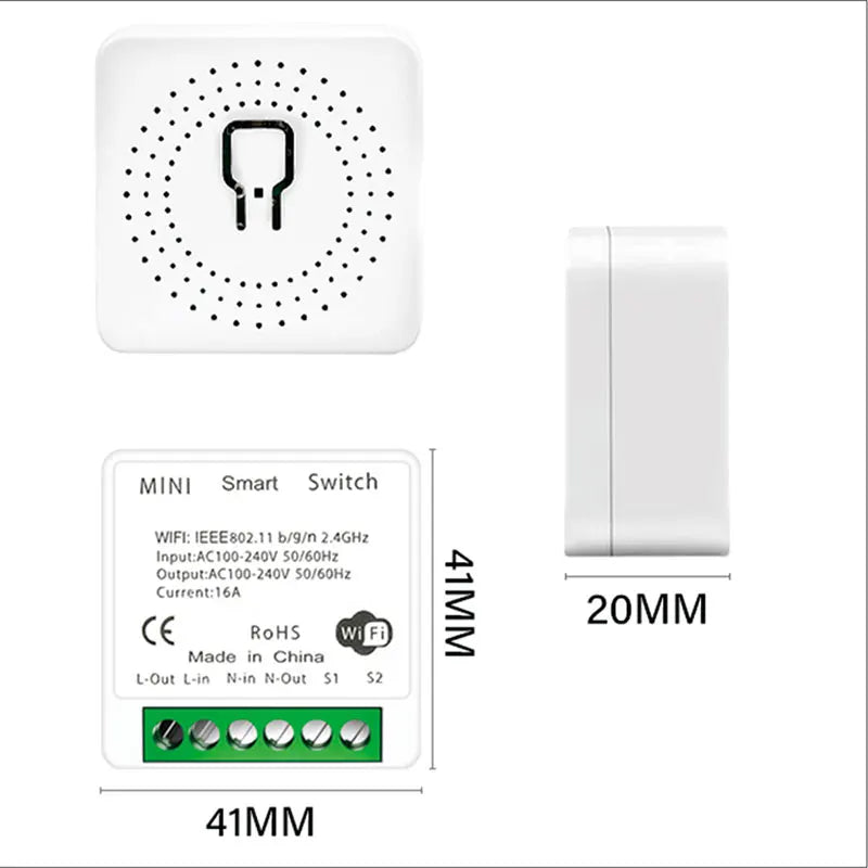 16A Mini Wifi  DIY Light Switches Module 2-way Control Work With Tuya Smart Life Alexa Alice Google Home