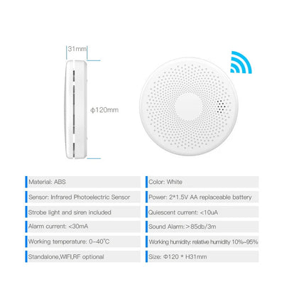 Tuya WiFi Carbon Monoxide Smoke Detector 2 in 1 Co Smoke Sensor Smart Life APP Control Fire Sound Alarm Security Protection