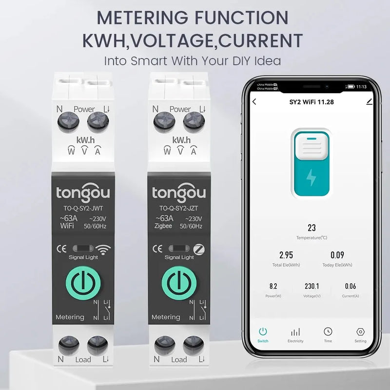 TUYA WiFi/ZigBee MCB Smart Circuit Breaker Over Current Under Voltage Protection Power Metering 1-63A Remote Control Switch