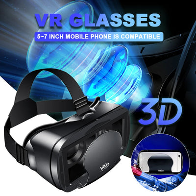 3D VR Headset Smart Virtual Reality Glasses 7 Inches Helmet for Smartphones Phone Android iPhone Lens with Controller Binoculars