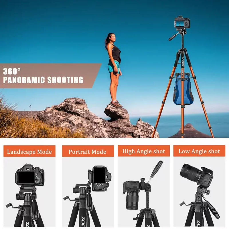 187cm/73.6in Tall Panorama Rotatable Zomei Floor Tripod for Mobile Professional Camera Canon Nikon Spotlight Horizontal Shooting