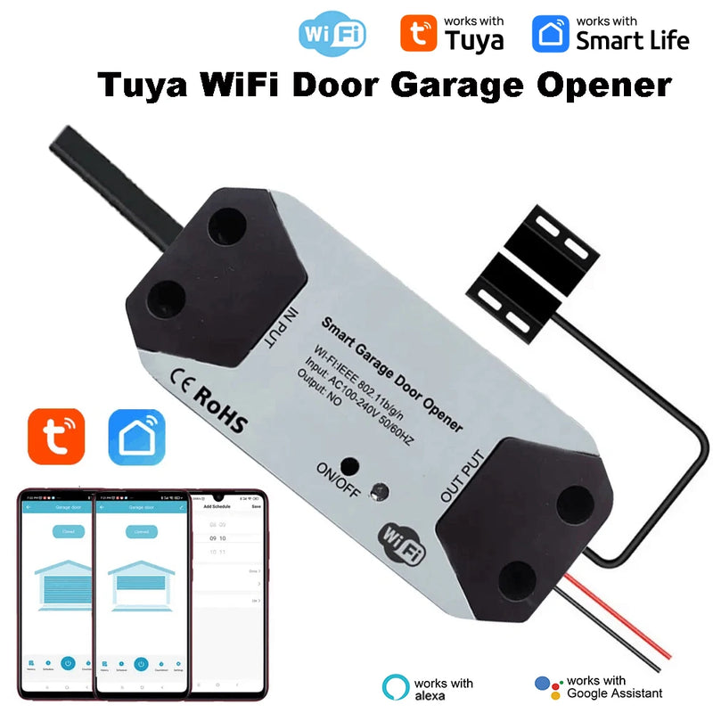 Tuya WiFi Switch Garage Door Controller Smart Door Opener Work with Alexa Google Home Smart Life Tuya APP Control No Hub Require