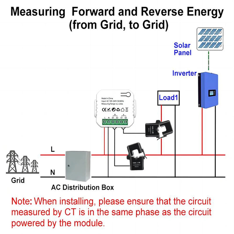 100A Wifi Tuya Intelligent Energy Meter Solar PV System Power Production Consumption Bidirectional Monitoring Meter APP Control