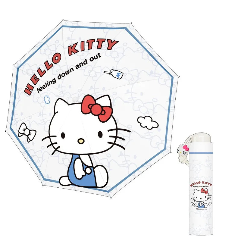 Miniso Hello Kitty Umbrella Kawaii Cute Anime Cartoon Rainy Sunny Parasol Sunshade Sun Protection Birthday Gift Girl Portable