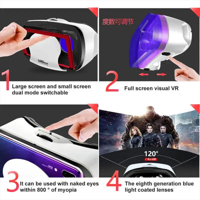 VRG 3D VR 100-120 °Glasses Virtual Reality Full Screen Visual Wide-Angle VR Glasses For 5 To 7 Inch Phone Devices Smart Glasses