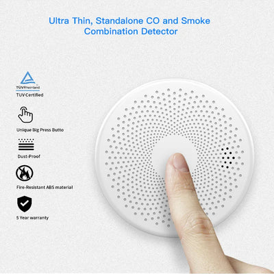 Tuya WiFi Carbon Monoxide Smoke Detector 2 in 1 Co Smoke Sensor Smart Life APP Control Fire Sound Alarm Security Protection