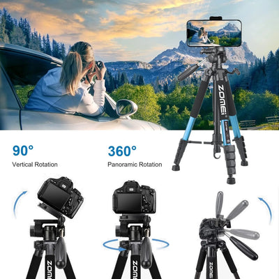 187cm/73.6in 360° Rotate Phone Photography Stand Zomei Heavy Duty  Tripod for Professional Camera Tripod for Horizontal Shooting