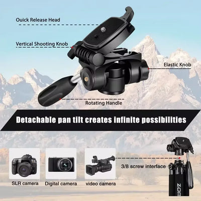 187cm/73.6in Lightweight Aluminum Zomei Tripod for Video, 360°Rotatable Professional Camera Tripod for Mobile Nikon Canon DSLR