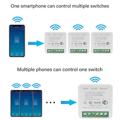 16A Tuya Smart Switch mini WiFi Smart Life Work With Alexa Google App voice Remote Control 2-Way Control DIY Switch module