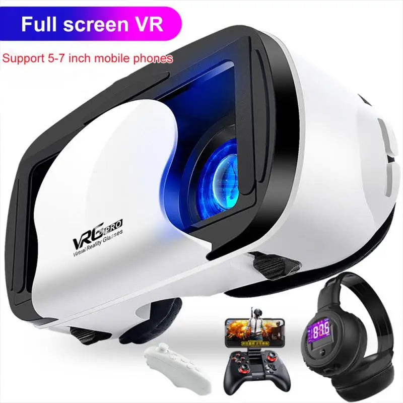 VRG 3D VR 100-120 °Glasses Virtual Reality Full Screen Visual Wide-Angle VR Glasses For 5 To 7 Inch Phone Devices Smart Glasses