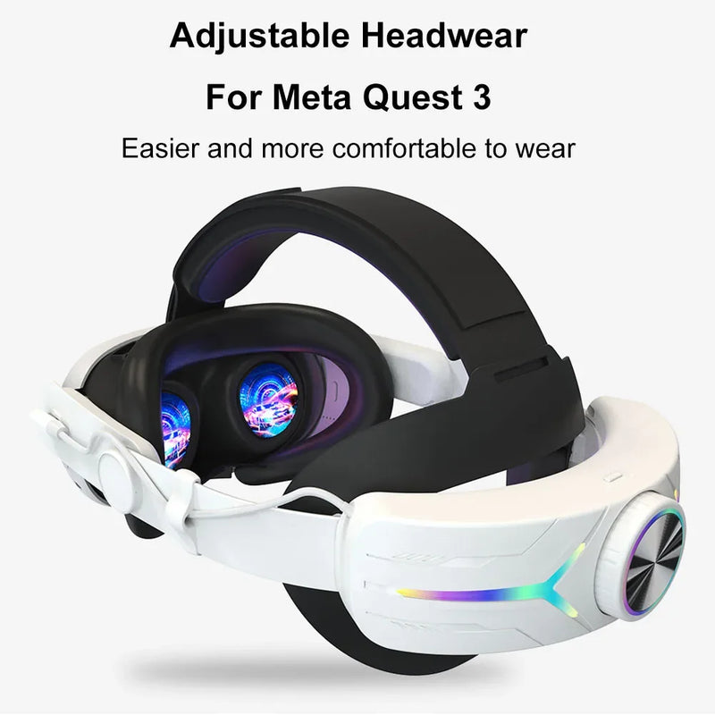 Head Strap For Meta Quest 3 Comfort Sponge VR Headwear Charging Headset with Built-in 8000/6000mAh Batteries For VR Accessories