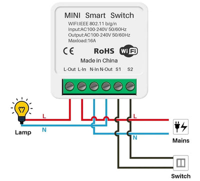 JSPTEC 16A tuya Wifi Switch Mini Smart 2-Way DIY Switches Circuit Breaker Timer Module Support Alexa Google Home Alice Smart