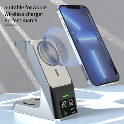 Fast Wireless Portable Stand Charger 15W Qi Magnetic 3 In 1 One Wireless Phone Charger For Iphone Mobile