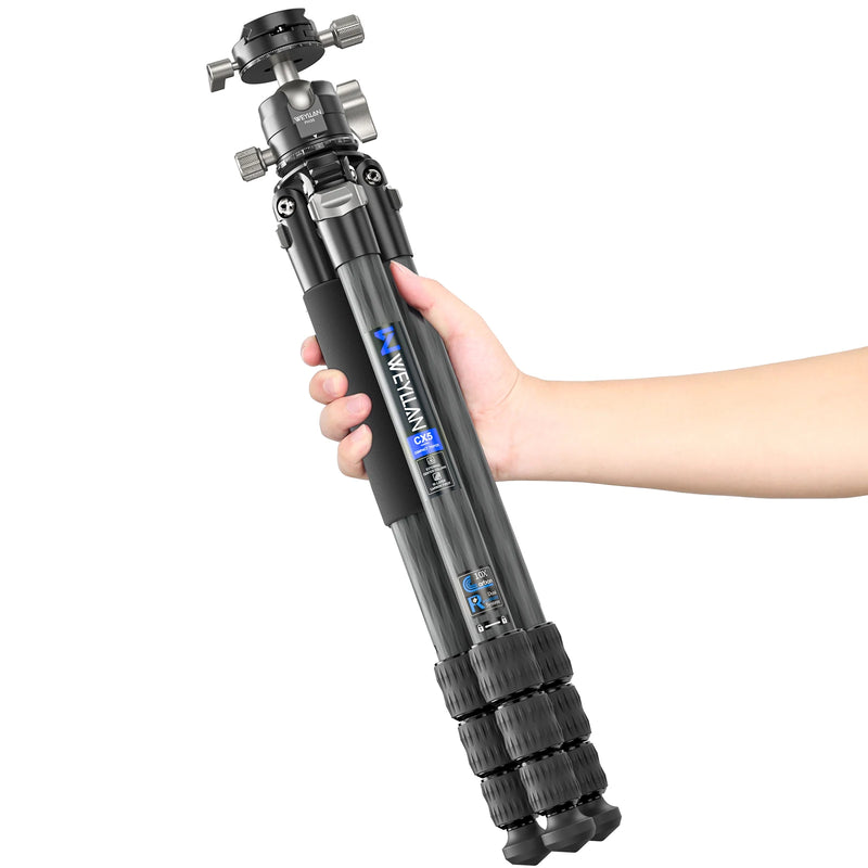 Carbon Fiber Tripod for Camera Professional Lightweight Compact Tripod for Travel Camera Stand with Low Gravity Center Ball head