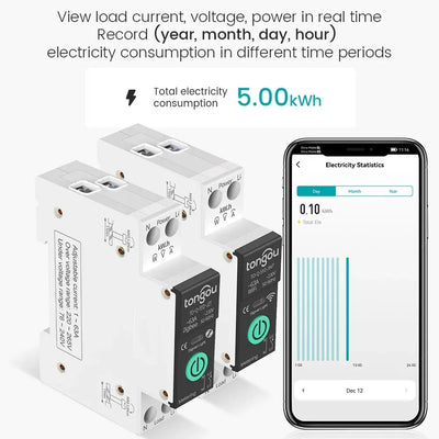 TUYA WiFi/ZigBee MCB Smart Circuit Breaker Over Current Under Voltage Protection Power Metering 1-63A Remote Control Switch