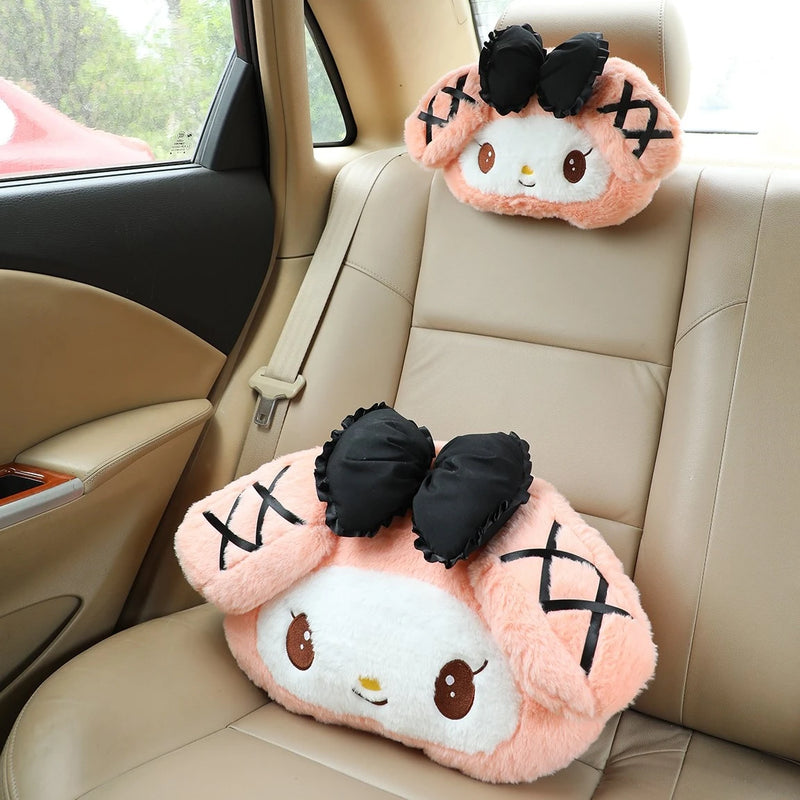 Sanrio Cute Kuromi My Melody Headrest Seat Belt Cover For Car Seat Shoulder Pads Protection Back Cushion Kawaii Car Decoration