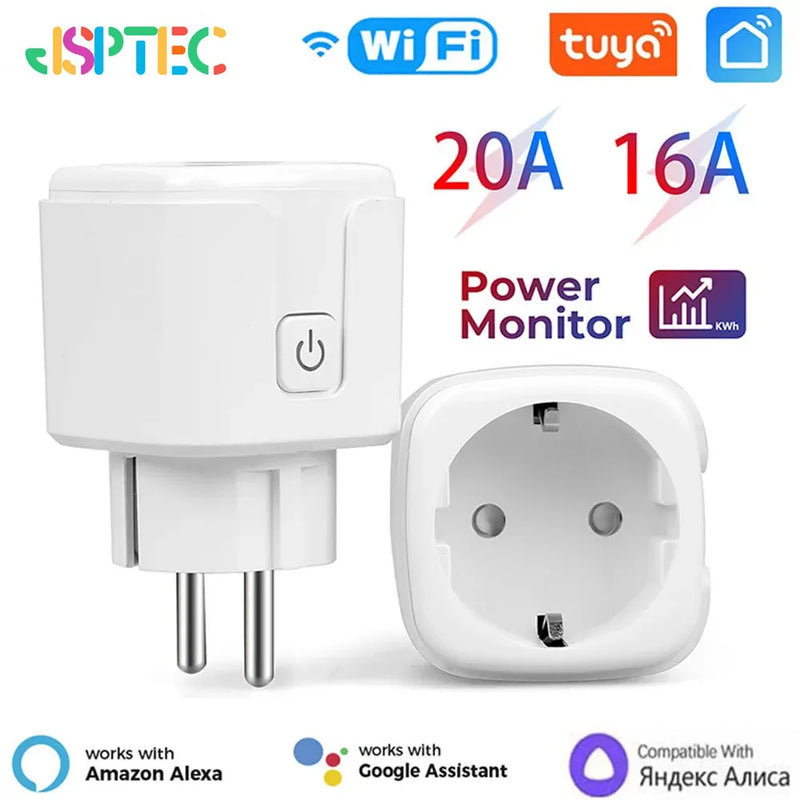 Tuya Smart Socket EU16A/20A Wifi Smart Plug With Power Monitoring Smart Life APP Remote Control Support Google Assistant Alexa