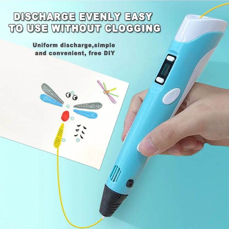 USB 3D Printing Pen DIY Drawing 9M PLA Filament Three-dimensional Graffiti Toys Art Tools For Kids Birthday Christmas Day Gift