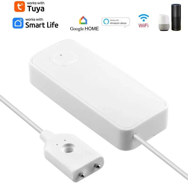 Tuya WiFi Smart Water Leak Sensor Water Overflow Level Detector 80dB Sound Alarm System Flood Leakage Sensor Remote Monitor