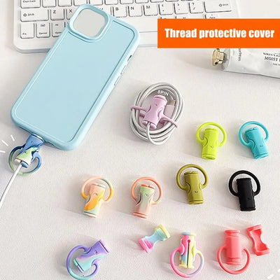 Cable Protective Cover Cartoon Design Silicone Charger Cable Protector Anti-break Wear-resistant Sleeve for Iphone Mobile Phone