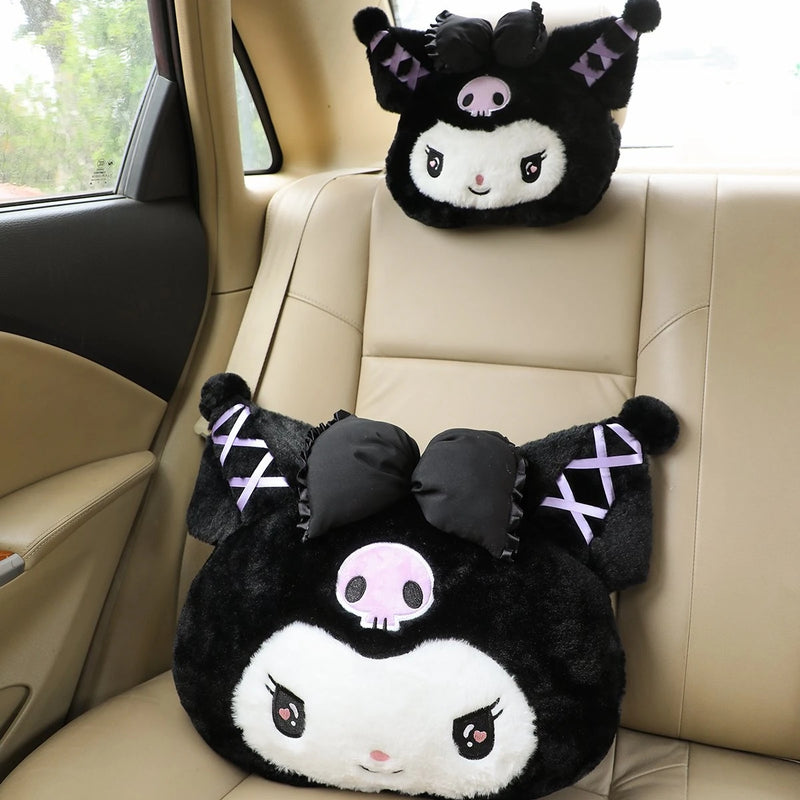 Sanrio Cute Kuromi My Melody Headrest Seat Belt Cover For Car Seat Shoulder Pads Protection Back Cushion Kawaii Car Decoration