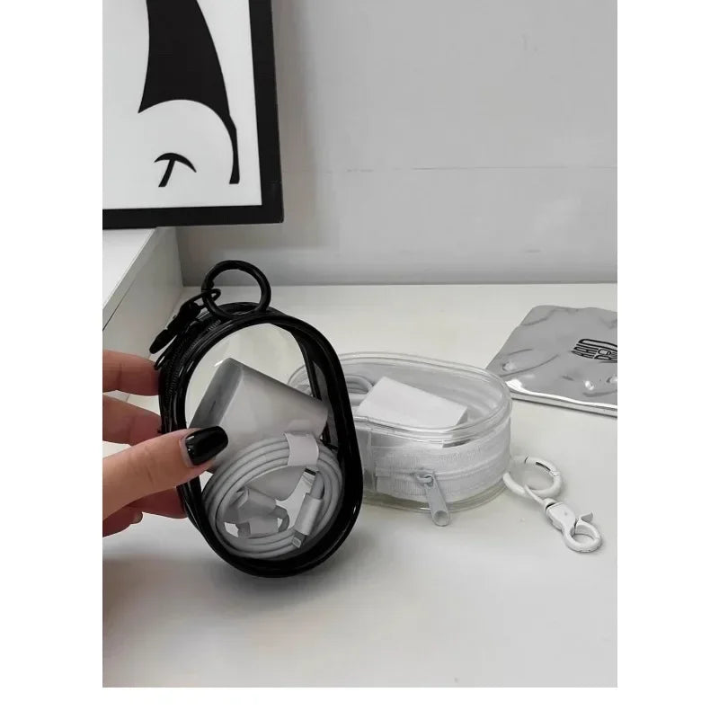 Mobile Phone Cable Bag Charger Storage Transparent Portable Carry-on Headphone Storage Box Cable Organizing Bag Jewelry Boxes