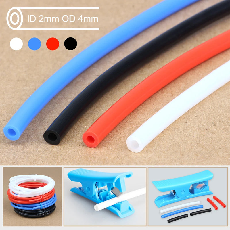 3DSWAY 3D Printer Parts 1M 2M PTFE Tube Teflonto Pipe Bowden Extruder 1.75mm ID2mm OD4mm with Cutter Filament Tube for Ender3