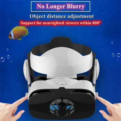 Virtual Reality VR Glasses for Phone IMAX Huge Screen 3D Glasses Google Cardboard Box VR Headset Helmet with Fan,Support Gamepad