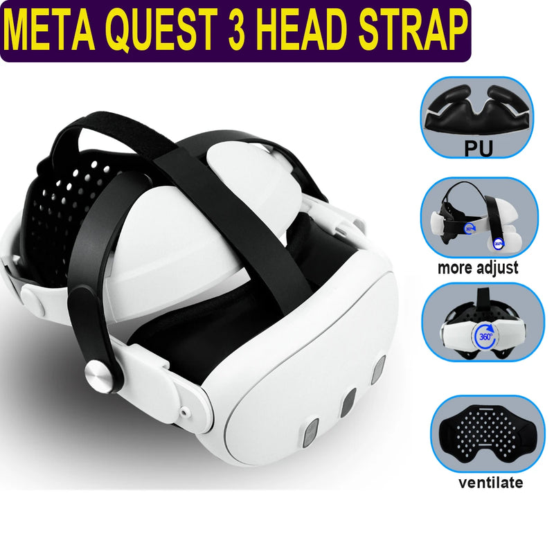 Adjustable Headband for Meta Quest 3 Head Strap Upgrades Elite Comfort-Virtual HeadWear for Quest 3 VR Accessories