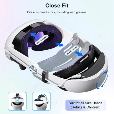 Replacement Elite Strap for Meta Quest 3 VR Headset Comfort Head Strap with 10000mAh Battery for Meta Quest 3 Accessories