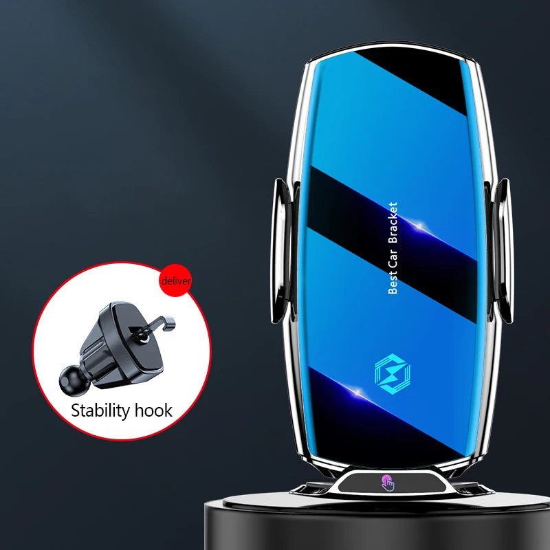 Car Phone Holder 15W Wireless Charger For iPhone 13 All Mobile Phones Magnetic Connector USB Infrared Sensor Phone Holder Mount