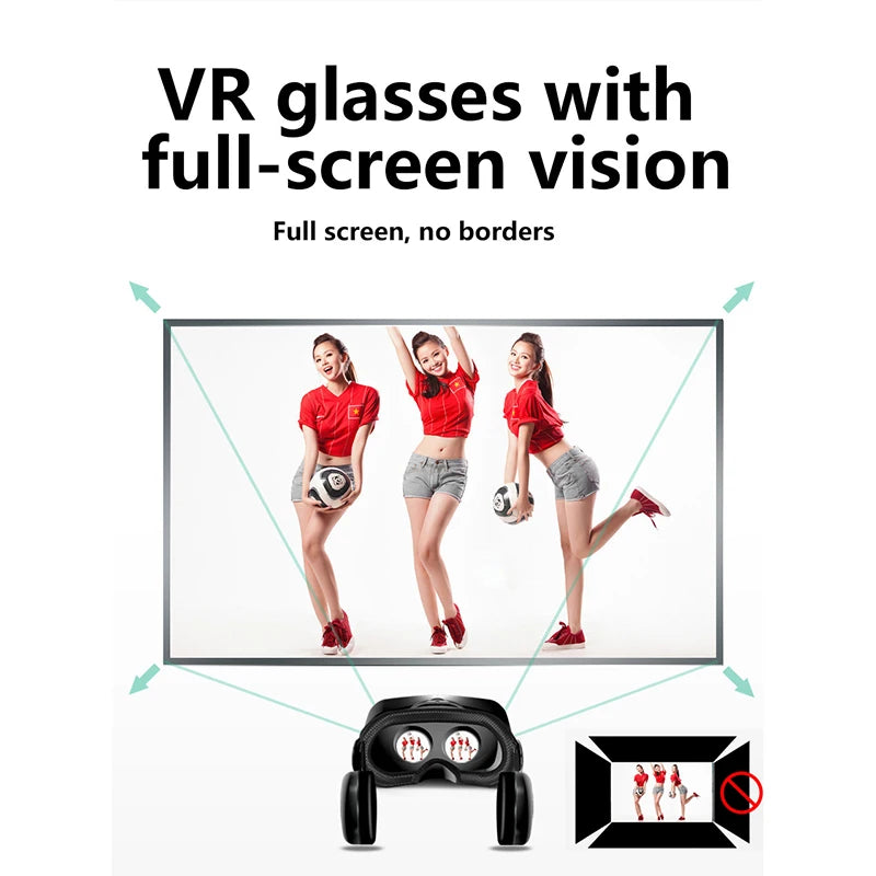 3D VR Headset Smart Virtual Reality Glasses Helmet for Smartphones Phone Lenses with Controllers Headphones 7 Inches Binoculars