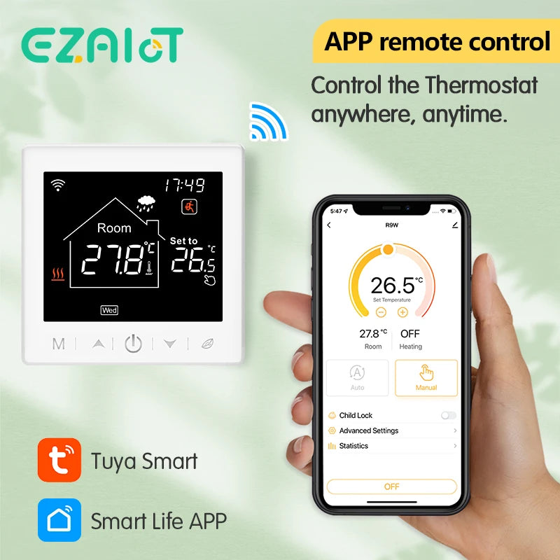 Floor Heating Thermostat Tuya WiFi Programmable Temperature Controller for Electric Warm Gas Boiler Smart Life Work with Alexa