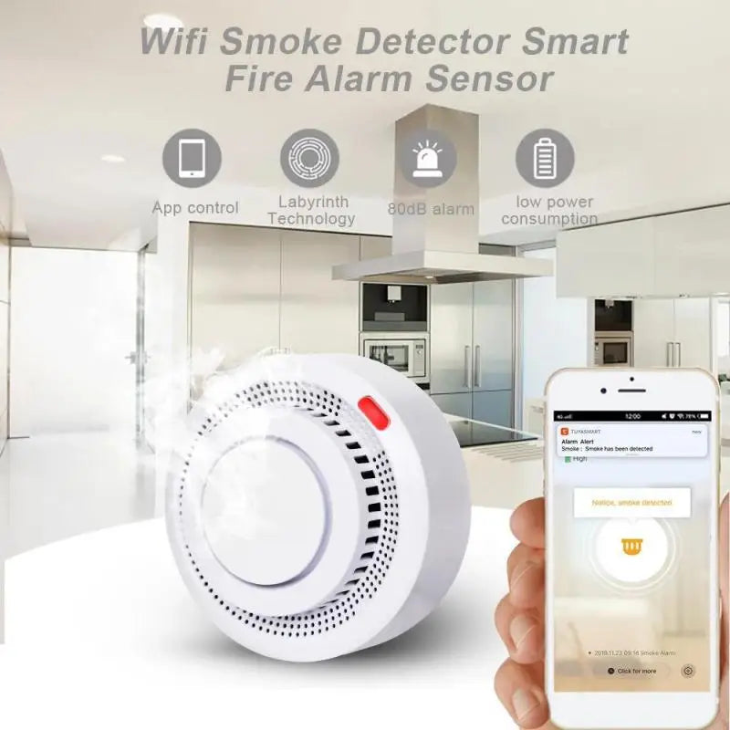 Xiaomi Tuya Smart Wifi Smoke Detector Sensor Wireless Fire Security Protection Alarm Sensor Work With Smart Life APP Control