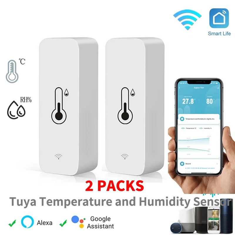 Tuya WiFi Temperature Humidity Sensor SmartLife Remote Monitor For Smart Home Workwith Alexa Google Assistant