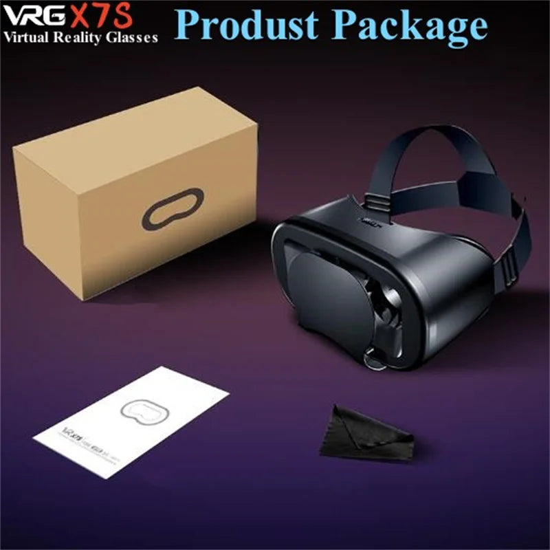 X7S Virtual Reality Glasses IMAX HD Huge Screen 3D Glasses Google Cardboard Box VR Helmet for 5-7" Phone,Support Game Joystick