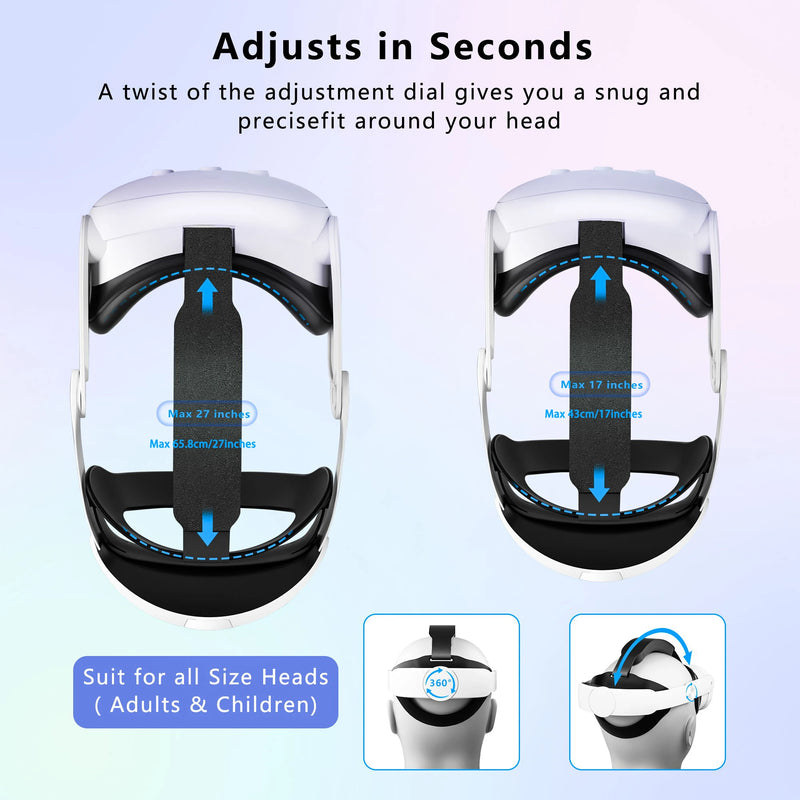 Hellodigi Head Strap For Meta/Oculus Quest 3 Adjustable Elite Strap Lightweight VR Head Cover Enhanced Support And Comfort In VR