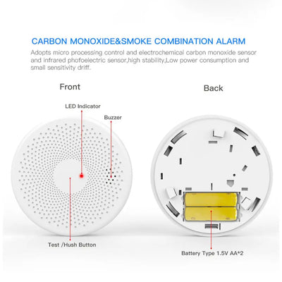 Tuya Smart WiFi Smoke Carbon Monoxide Composite Home Fire Detector Smoke Alarm Sensor Tuya Smoke Alarm Fire Protection