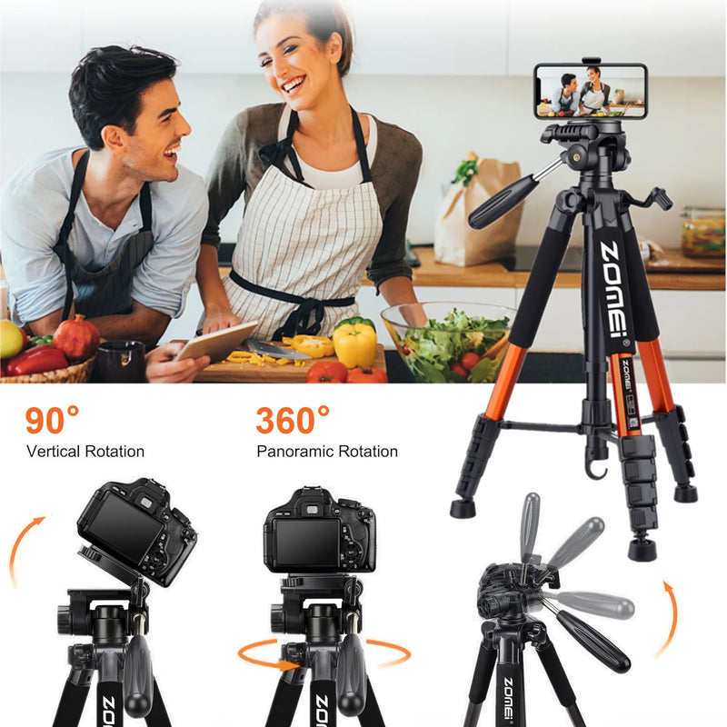 187cm/73.6in Zomei 360°Rotation Professional Camera Lightweight Aluminum Tripod with Panorama for Mobilephone SLR Canon Nikon