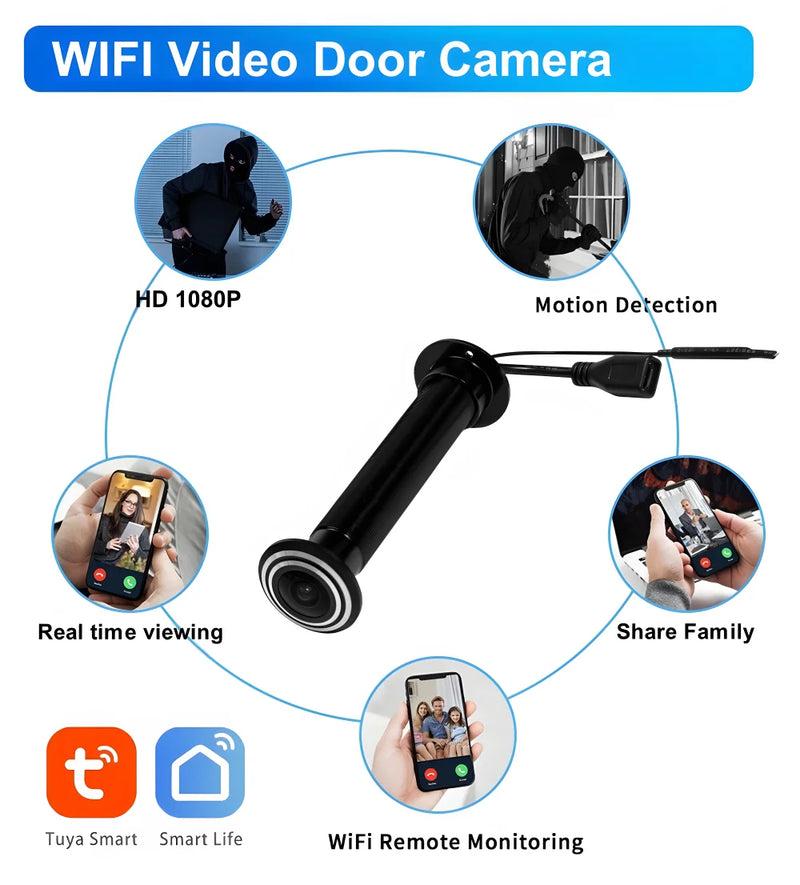 Tuya Smart 5G Wifi Peephole Door Camera Motion Detection Digital Door Viewer Wireless Door Eye Camera Home Security Protection