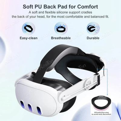 Replacement Elite Strap for Meta Quest 3 VR Headset Comfort Head Strap with 10000mAh Battery for Meta Quest 3 Accessories