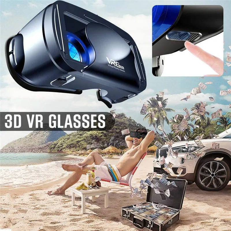 New VRG Pro 3D VR Glasses Virtual Reality Full Screen Visual Wide-Angle VR Glasses For 5 to 7 inch Smartphone Eyeglasses Devices